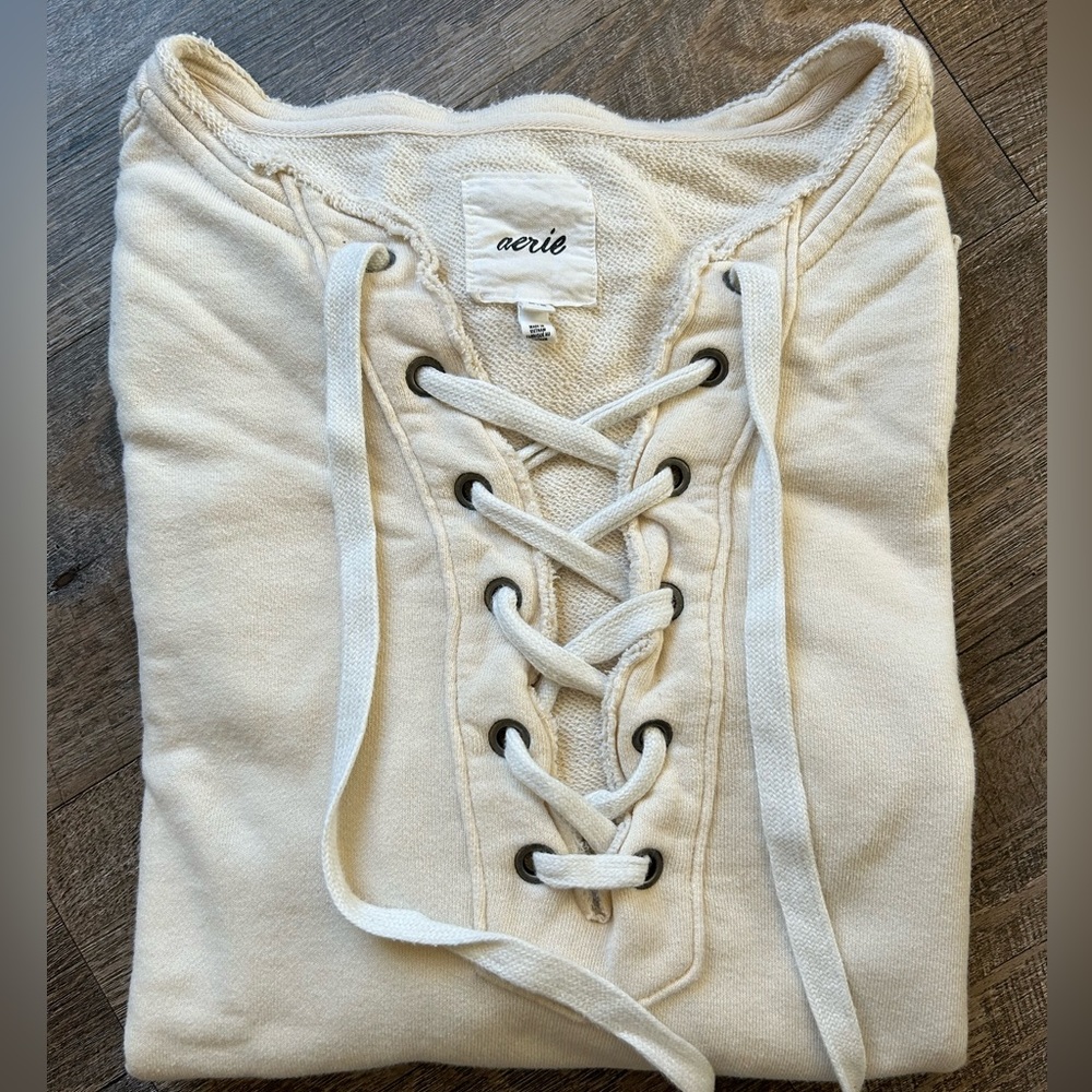 Aerie lace up oversized crew sweatshirt